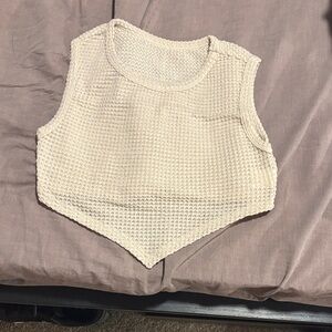 SHEIN Cream Textured Knit Crop Top